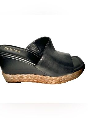 Reaction Kenneth Cole Black Leather Maria Mule Size 10